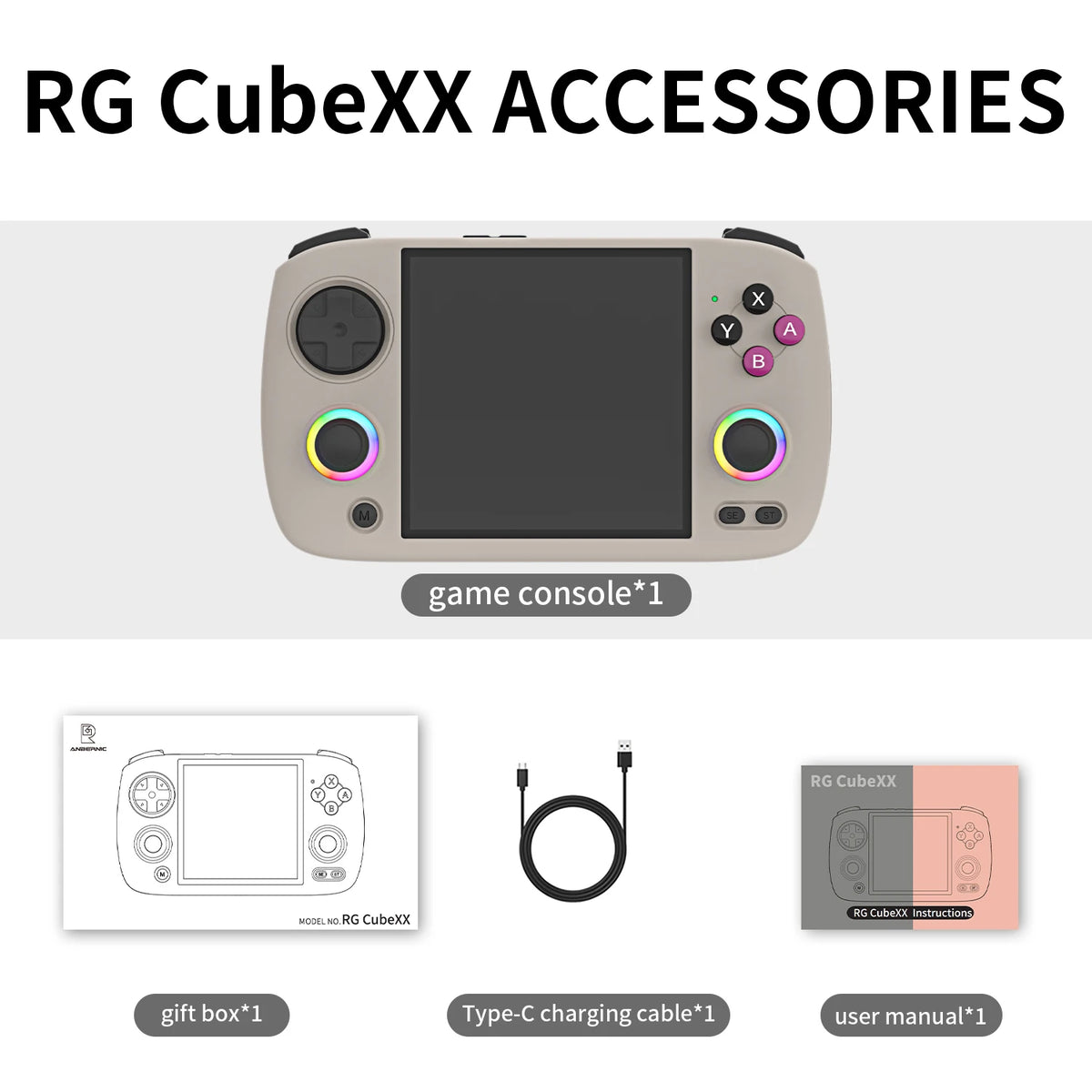 Anbernic RG CubeXX Handheld Game Console 3.95" HD IPS Screen Linux 64-bit H700 Retro Video Gaming Player Supports WiFi Streaming