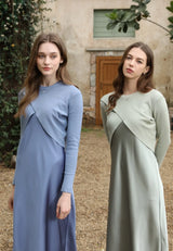 AS 2025 spring summer elegance satin dress + knitted top match set maxi floor length woman clothes