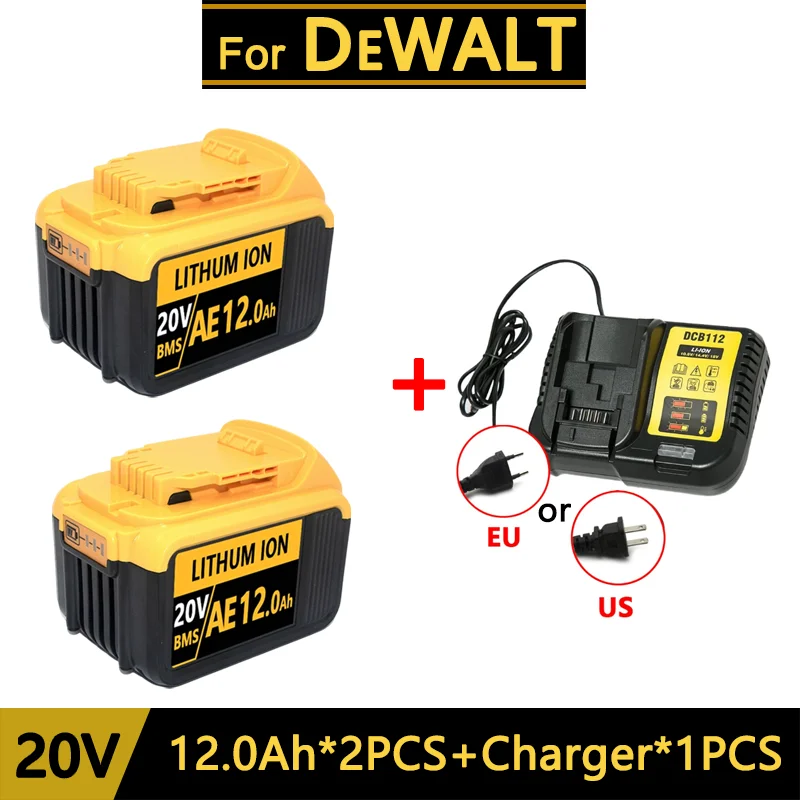 For DeWalt 20V Lithium Ion Batteries 20V 12Ah 18Ah DCB203 Li Ion Battery Replacement DCB206 DCB205 DCB204 DCB200 Power Tools