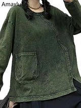 Amax luluE Fashion Vintage Womens Spring Tops Luxury Punk Casual Classic Loose Tshirts Harajuku Gothic Cotton Clothes Streetwear