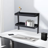 2-Tier Clip-on Desk Shelf Adjustable Storage Tray Space-saving Table Holder for Offices, Bedrooms, Living Rooms Black/White