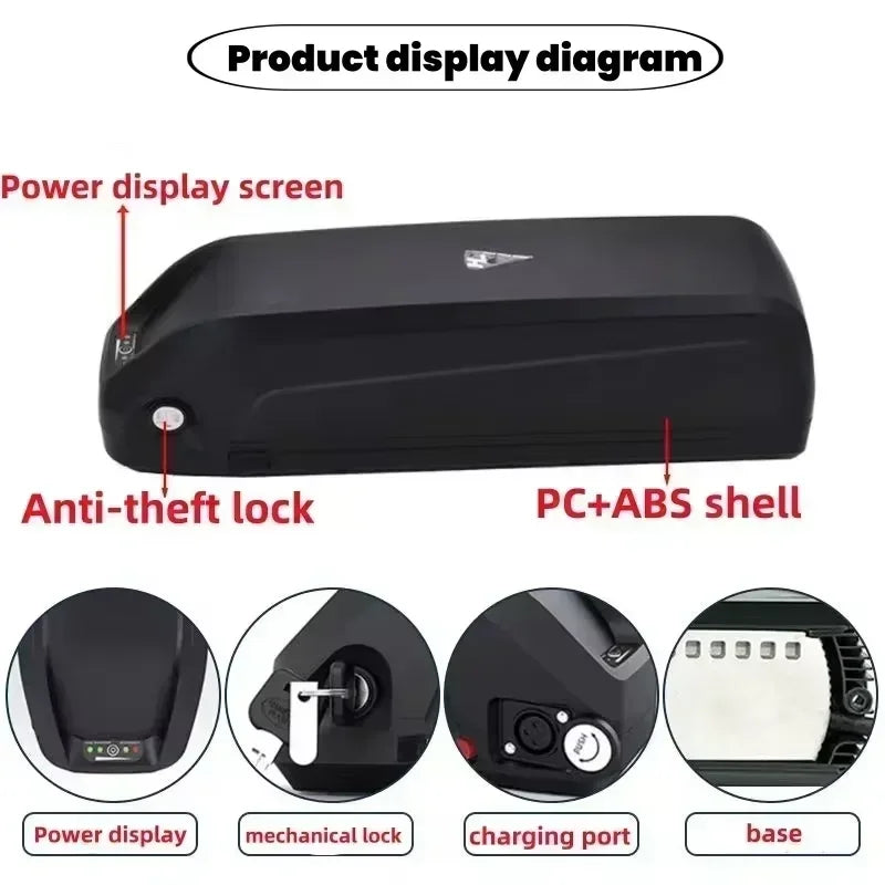 Hailong 100% 48V 15.0Ah 20.0Ah 21700 5C power battery, suitable for eight sided BBS02 BBS03 BBSHD motors, with BMS XT60 plug