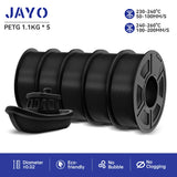 JAYO 3D Printer Filament  PETG PLA HSMPETG PLA PLUS 1.75mm 5Rolls 3D Printing Materials for 100% No Bubble &FDM 3D Pen DIY Gift