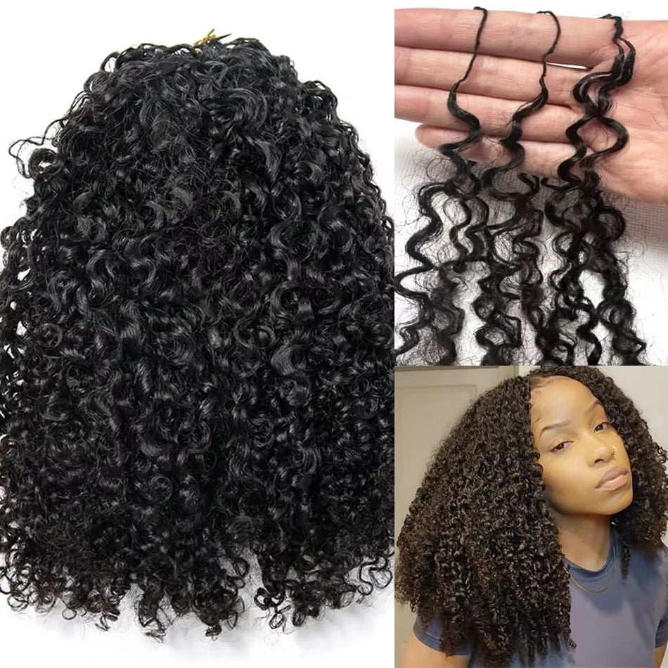 Deep Pixie Curls Crochet Hair Pre Separated Knotless Miracle Knot Braids 12A Small Spirals Curly Crochet Human Hair Extensions