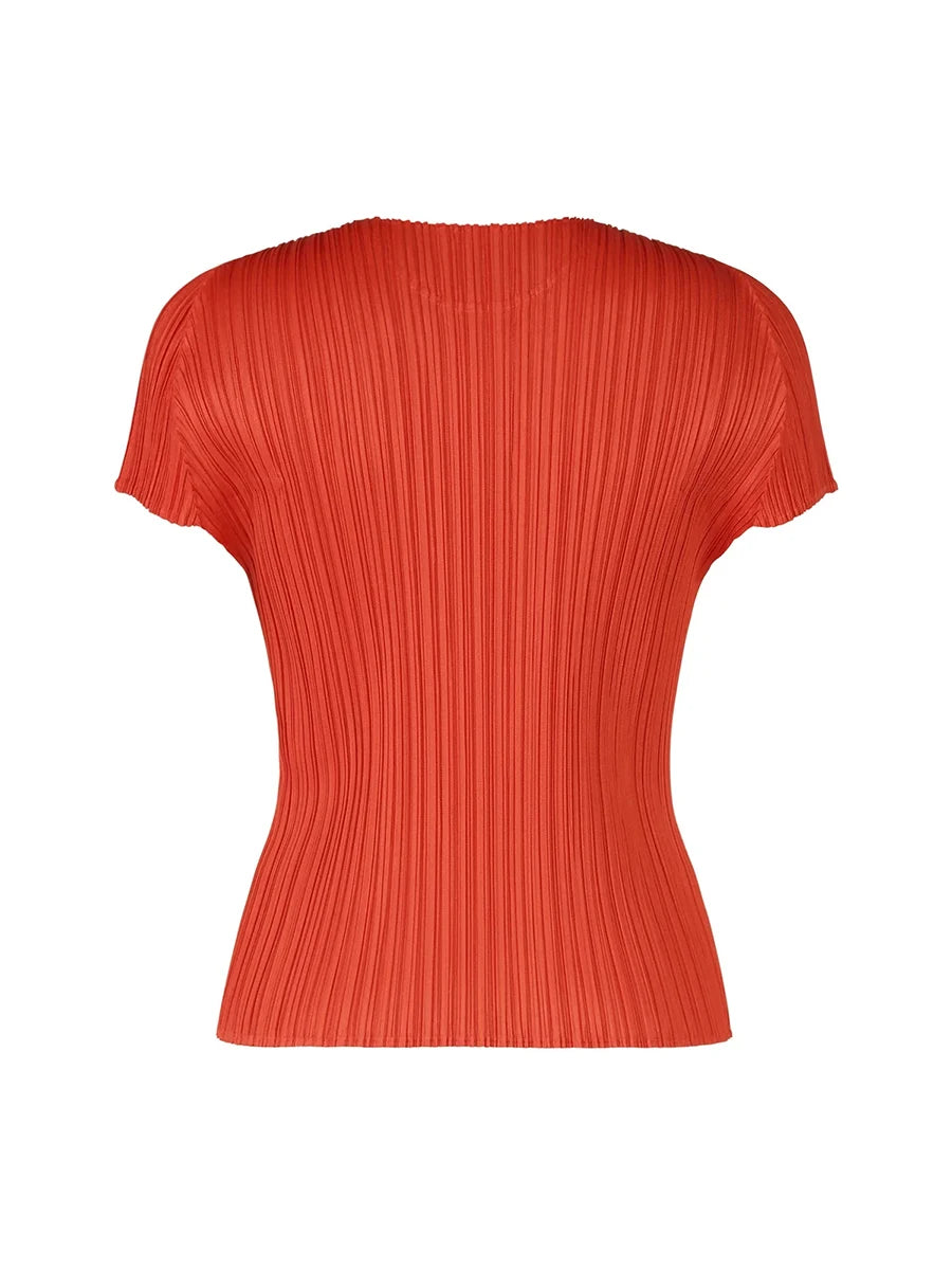 Miyake Pleated New Women's Round-neck Short-sleeved Top