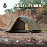 OneTigris Stella Camping Tent 4 Season 2 Person Tourist Tents Lightweight Double Layer 3000mm Waterproof Outdoor Hiking Beach
