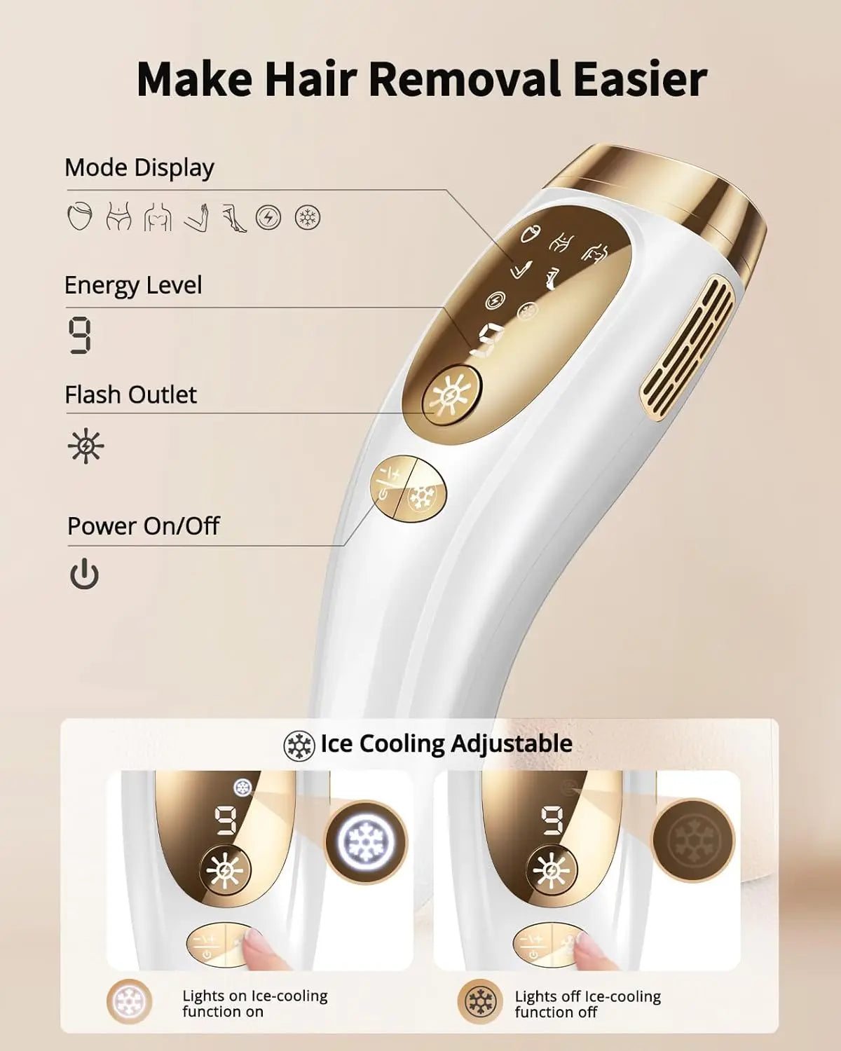 IPL Hair Removal Unlimited Flashes 9 Gears Ice-Cooling Painless Electric Depilator For Men Women Body Bikinis Intimate