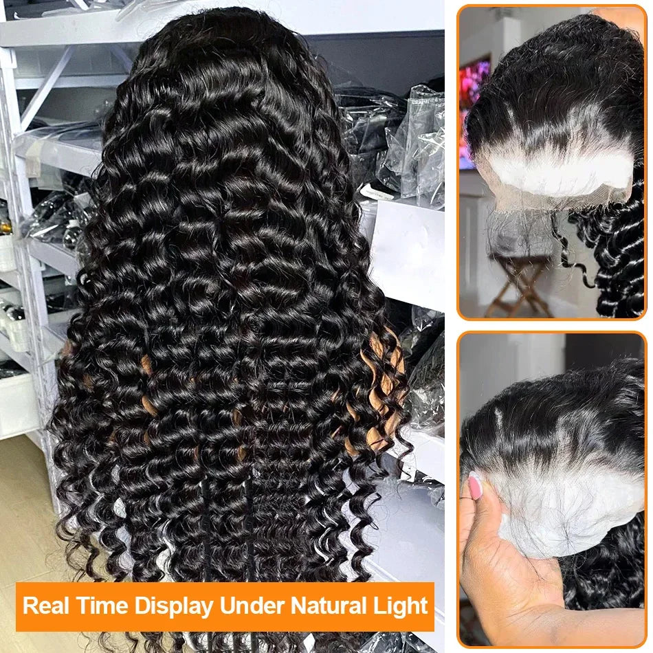 250 Density 100% Human Hair Loose Deep Wave 13x6 Lace Front Wigs 30 40 Inch Curly Water HD 13x4 Lace Frontal Wig Brazilian Black