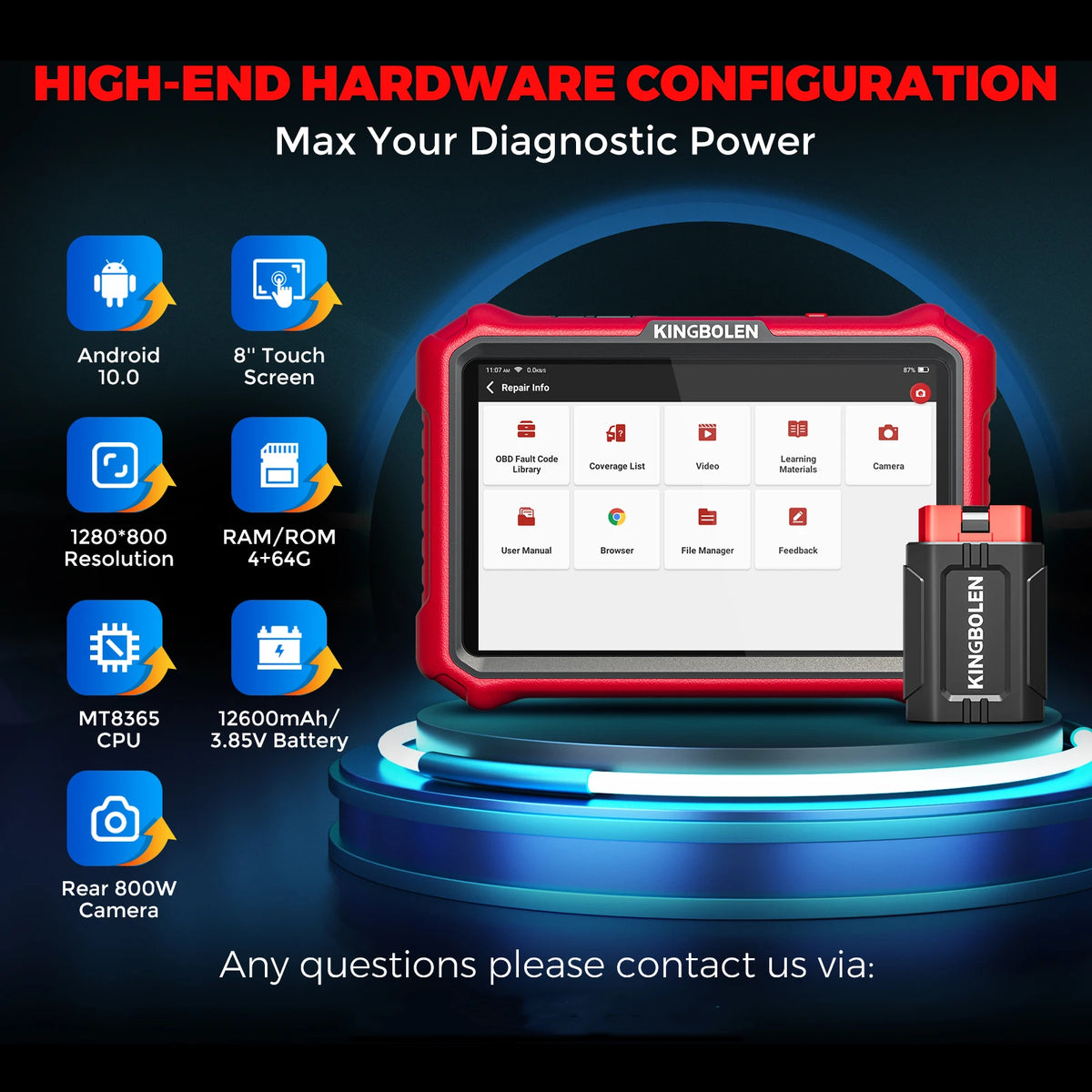 KINGBOLEN K8 PRO Bluetooth OBD2 Scanner ECU Coding Bidirectionnal 40+ Service CANFD DOIP FCA All System Car Diagnostic Tools