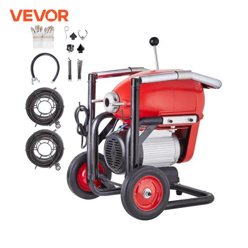 SucceBuy Drain Cleaner Machine 120FT 6/5 Inch 1100W Electric Sewer Snake Auger Manual Feed CW/CCW Control Pipe Cleaning Machine