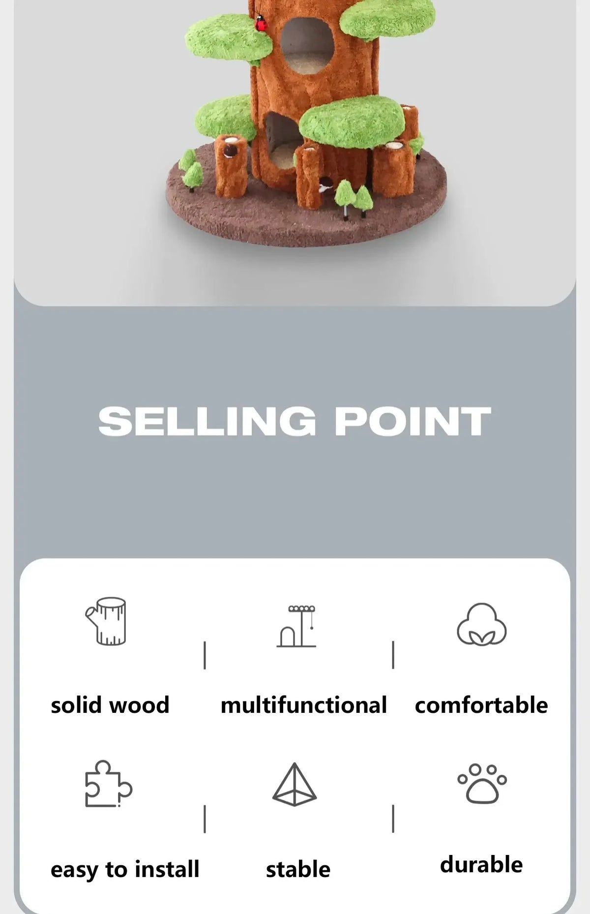 Large Cat Climbing Frame & Towering Tree/large Tree Jumping Platform/solid Wood Villa Tree Hole