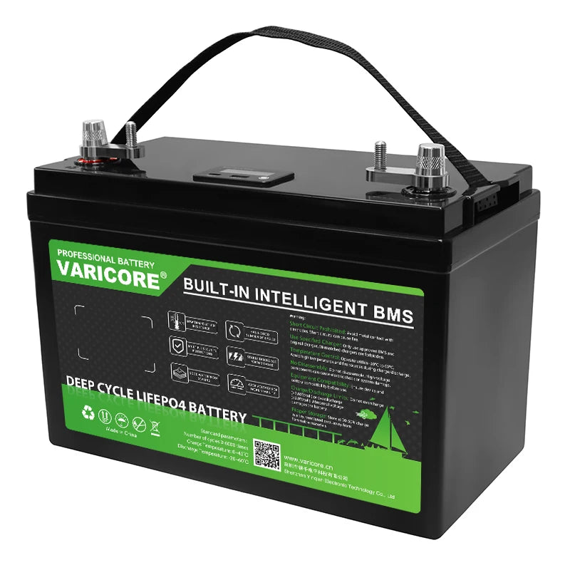 New 12.8V 120AH LiFePO4 Battery 12V Lithium Iron Phosphate for Off Grid Solar Energy, Golf Cart, Camping - Lighter Batteries