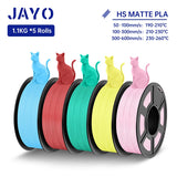 JAYO PLA Classic 3D Filament 1.75mm High Speed Matte PLA 3D Printer Filament Neatly Wound 3D Printing Materials 5Rolls/set