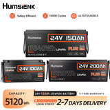 Humsienk 24V 100Ah/200Ah/150Ah LiFePO4 Battery, MAX 15000 Cycles, Built-in 100A/200A/250A BMS, 15000+ Deep Cycle, Low-Temp Protection For RV, Van, Golf Cart, Boat, Camper, Marine, Trolling Motor, Off-Grid, Solar Energy Storage