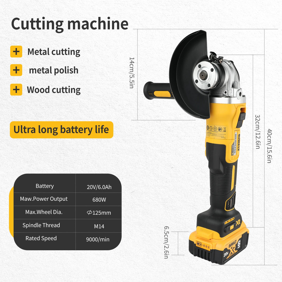 DEWALT DCG405 angle grinder bare machine tool 100/125MM Cutting Machine Rechargeable Brushless Portable Polisher Only machines