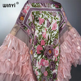 WINYI Summer Women's Casual Dresses Elastic Slim Pleated Dress Abaya Dubai Luxury Party Dress Muslim Woman Boho Evening Dress