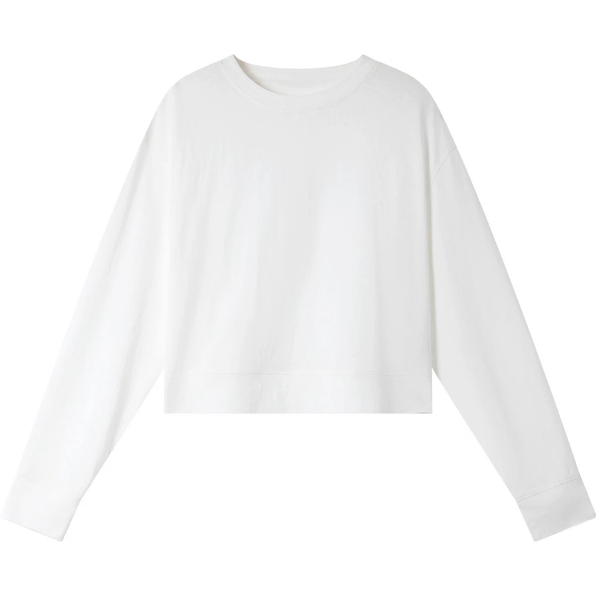 VIMLY Women's Cotton White Tees 2026 Spring Round Neck Pullover Long Sleeve T-shirt Casual Loose Tops for Woman Clothes A0712