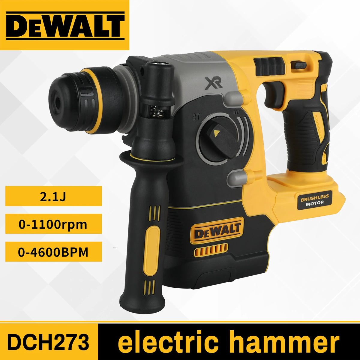 20V 6.0Ah DEWALT DCH273 Cordless Rotary Hammer, SDS-Plus Brushless 2.1J Heavy Duty Drill for Construction Concrete