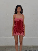 Sexy Women Sequin Lace Trim Mini Dress Chic V-neck Sleeveless High Waist Mini Sling Dresses 2026 Daily Summer Lady Vacation Robe