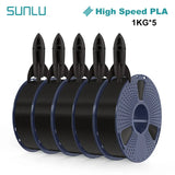 SUNLU High-speed PLA 3D Printer Filament 5KG 1KG A Roll 1.75MM Tolerances +/-0.02MM Filament Fast Shipping From EU / US