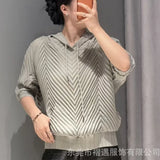 Pleated Hooded Sweatshirt 2026 Summer New Loose Pullover Short Sleeve Top Simple Women's Casual Stretch No-Iron T-Shirt