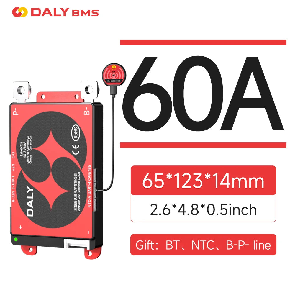 Daly BMS Smart BMS LiFePo4 4S 12V BMS 8S 24S 72V 48V 16S 40A 60A 100A 150A 200A 250A 300A 3.7V Li-Ion BMS 7S 13S 14S 3.2V BMS