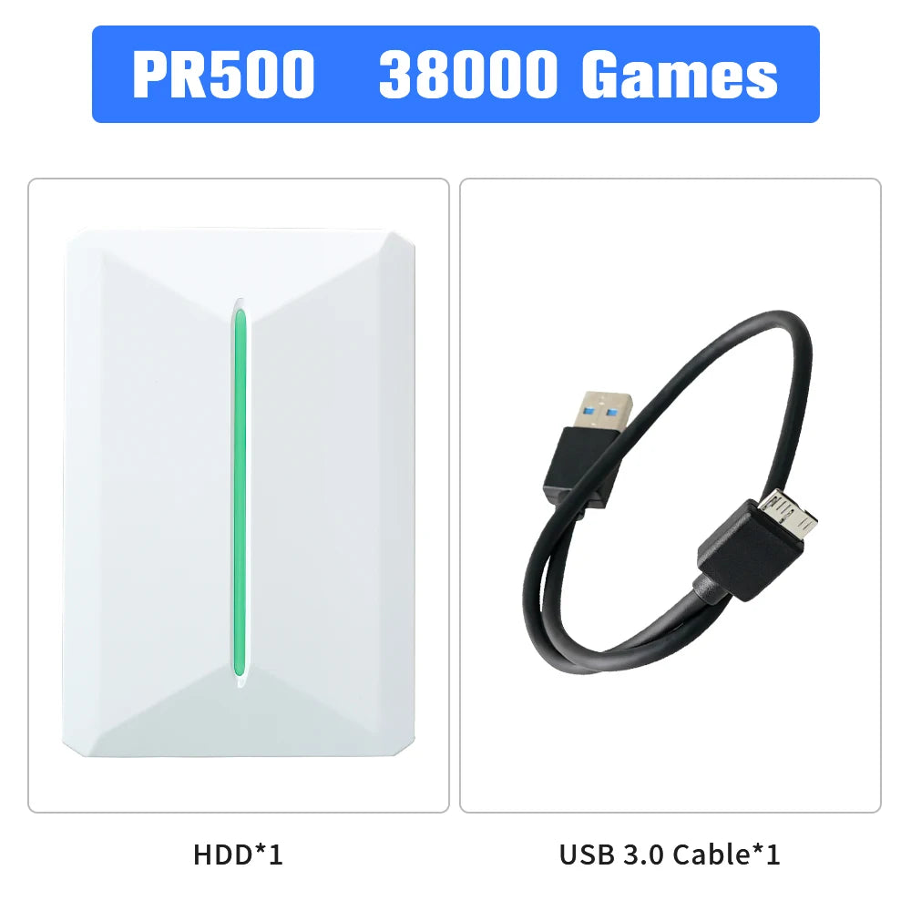 Retro Gaming External Hard Disk For PC Retrobat + Playnite 500GB Emulation Drive With 38000 Games For PS3/PS2/Switch/WIIU/N64