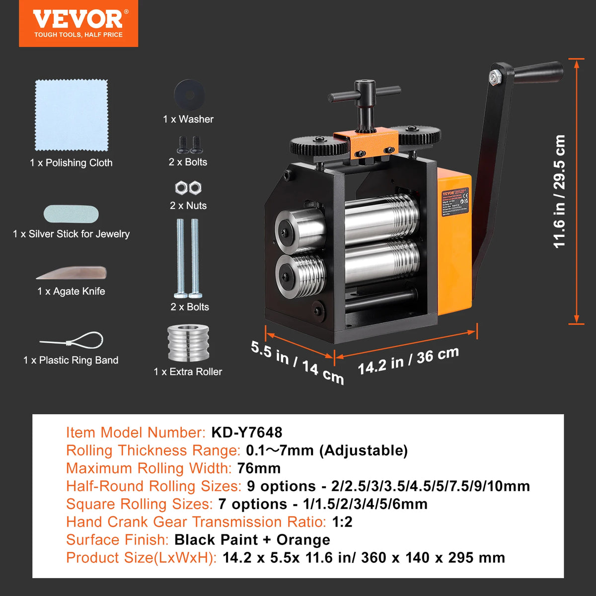 SucceBuy 45/57/75/76mm Jewelry Rolling Mill Machine 3-in-1 Multi-function Rolling Mill Metal Jewelry Making Sheet Square Wire