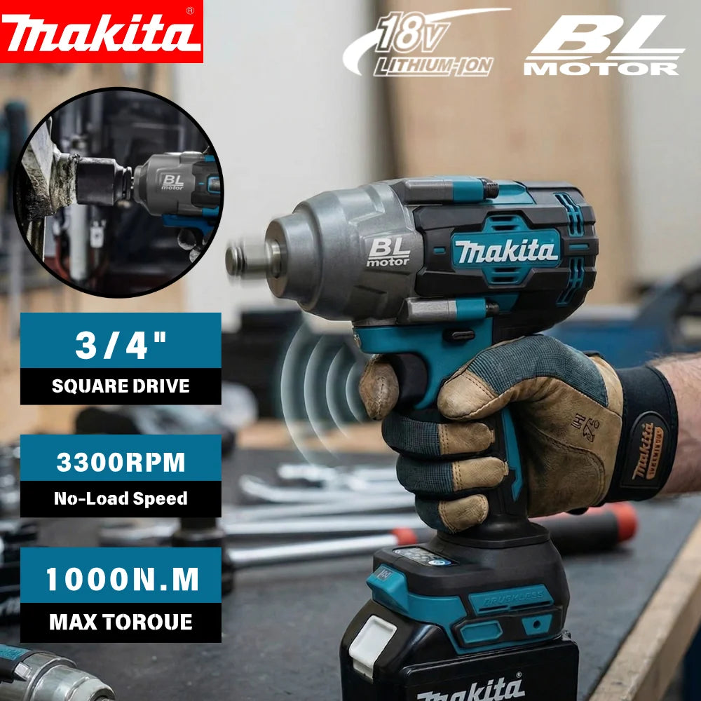 Makita Brushless 1000NM High Torque Impact Wrench 2000RPM Professional Heavy Duty Tool For Auto Repair Construction Work