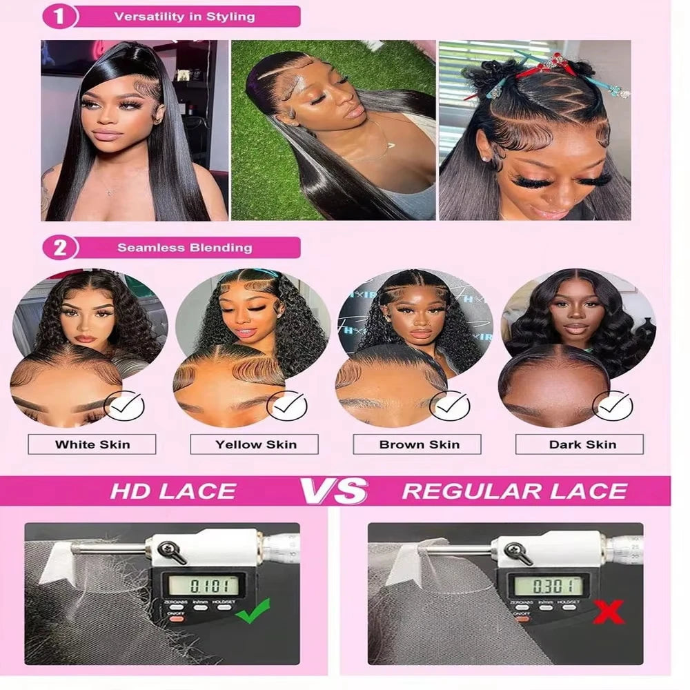 13x4 13x6 HD Transparent Lace Deep Wave Frontal Wig 40-42Inch