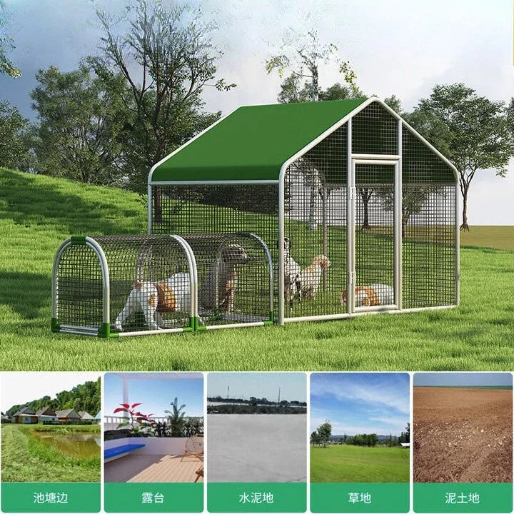 Walking chicken cage tunnel outdoor track cute pet wire running chicken cage large , duck and goose
