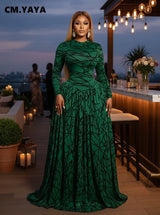 CM.YAYA Women Full Sleeve Printed O-neck Maxi Long Dress 2026 Evening Birthday Vacation Sexy Party Club Vestidos Dresses