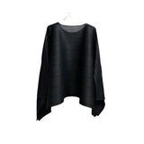 ALSEY Miyake Women's Long Sleeve Top Summer New Harajuku Style Simple Plus Size Loose Peplum Pleated T-shirt Female Clothing