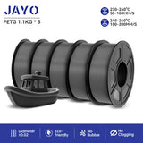 JAYO 3D Printer Filament  PETG PLA HSMPETG PLA PLUS 1.75mm 5Rolls 3D Printing Materials for 100% No Bubble &FDM 3D Pen DIY Gift