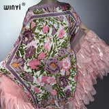 WINYI Summer Women's Casual Dresses Elastic Slim Pleated Dress Abaya Dubai Luxury Party Dress Muslim Woman Boho Evening Dress