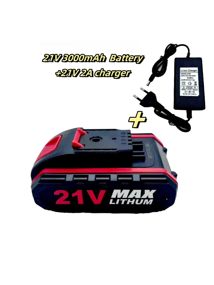 21VMAX 3000mAh Lithium Battery, Suitable for Battery Replacement and Re-Sawing of Cordless Drill, Chain Saw, Car Washing Machine