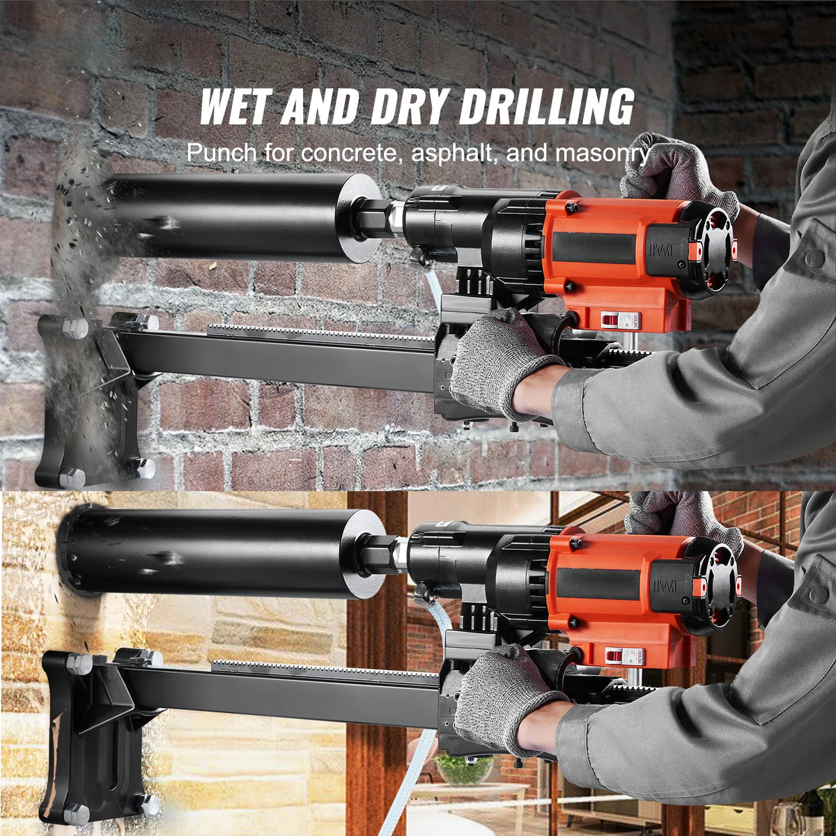 SucceBuy 3200W 750RPM Wet/Dry Diamond Core Drill Machine Concrete Core Drill Rig Stand Industrial Electric Core Drilling Machin