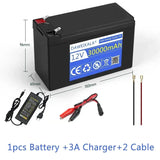 12V Battery 30Ah 18650 lithium battery pack 20A sprayer built-in high current BMS electric kid's car battery 12.6V 3A charger