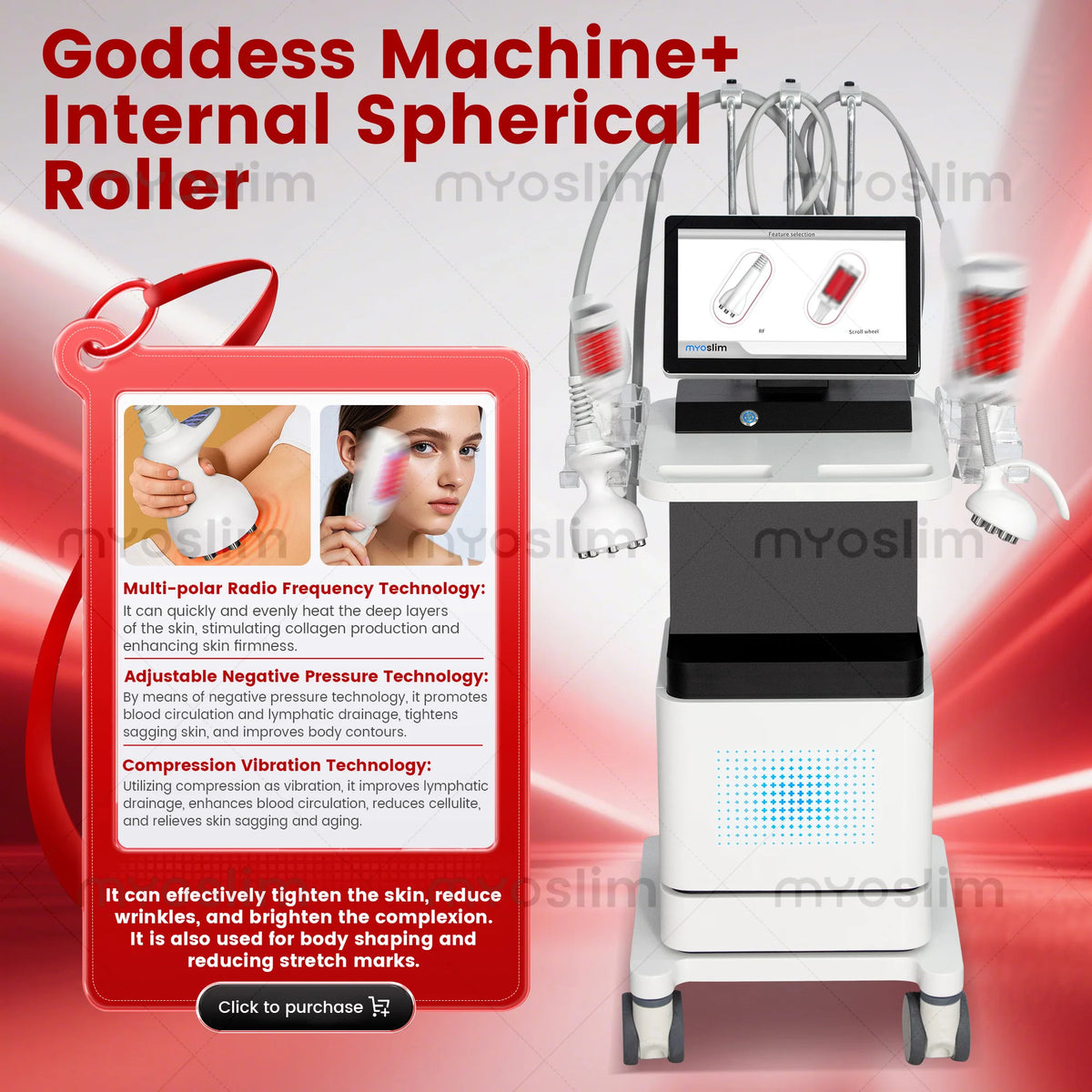 Venus Legacy RF Technology Slimming Machine 360 Degree Inner Ball Roller Body Fat Burning Skin Tightening Cellulite Device
