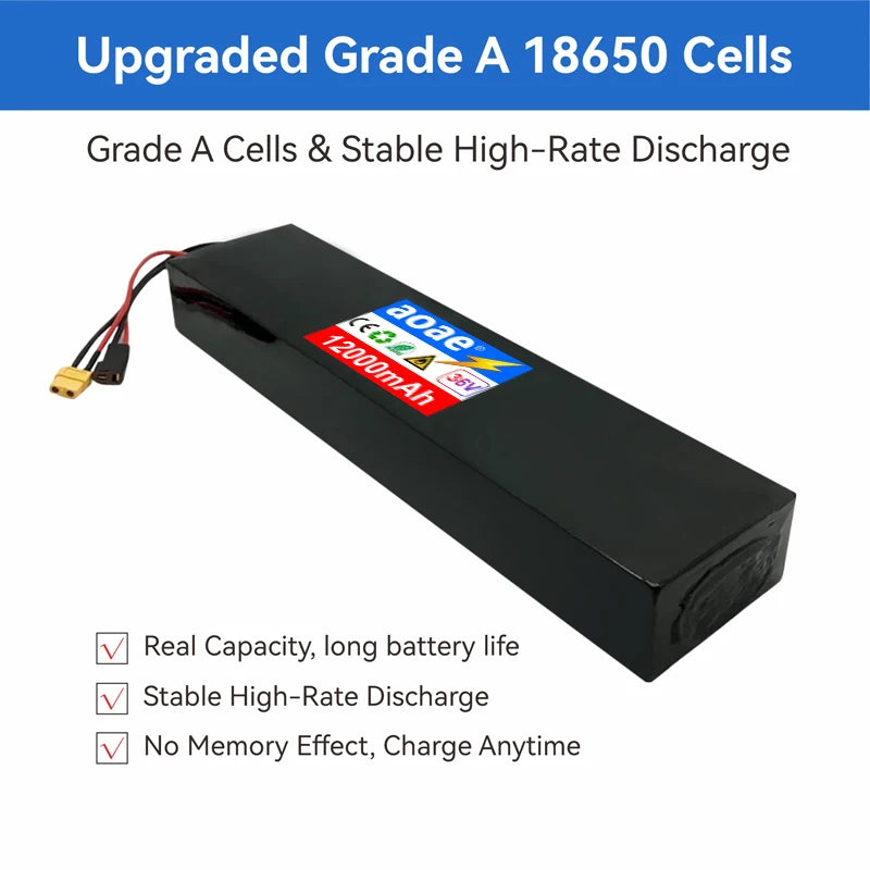 36V Lithium Battery Pack 10S4P 12Ah 14Ah 18650 Grade-A Cells 500W-1000W Built-in BMS for Kugoo M2 M2 Pro M2+ Electric Scooter