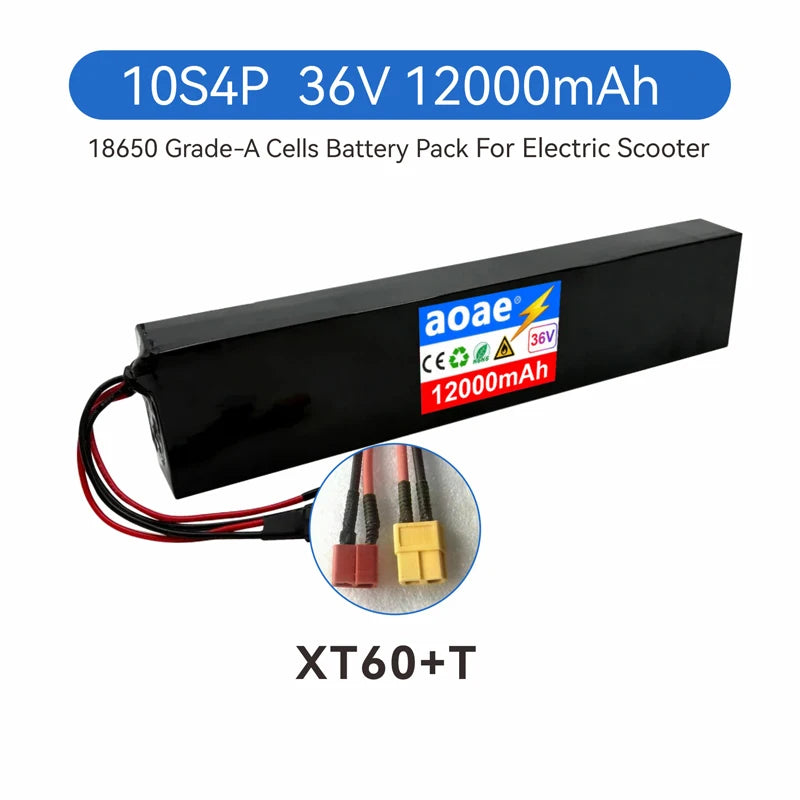 36V Lithium Battery Pack 10S4P 12Ah 14Ah 18650 Grade-A Cells 500W-1000W Built-in BMS for Kugoo M2 M2 Pro M2+ Electric Scooter
