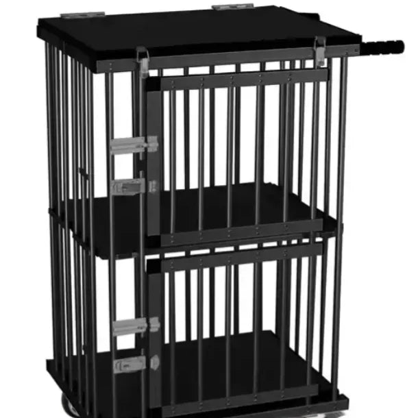 Double Decker Pet Trolley Carrier Pet Show Exhibition Customized Color Aluminum Pet Cage