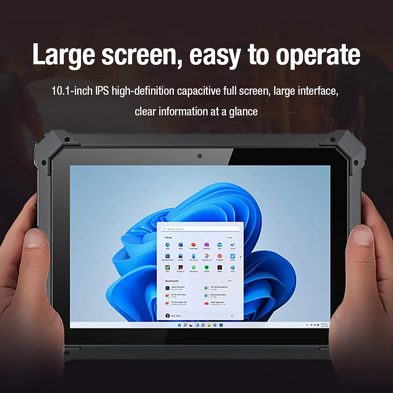 Industrial Tablet Windows 11 Wifi Bluetooth RJ45 HDMI 2D Scanner 5000mAh Large Battery Optional UHF Fingerprint Rugged Tablet