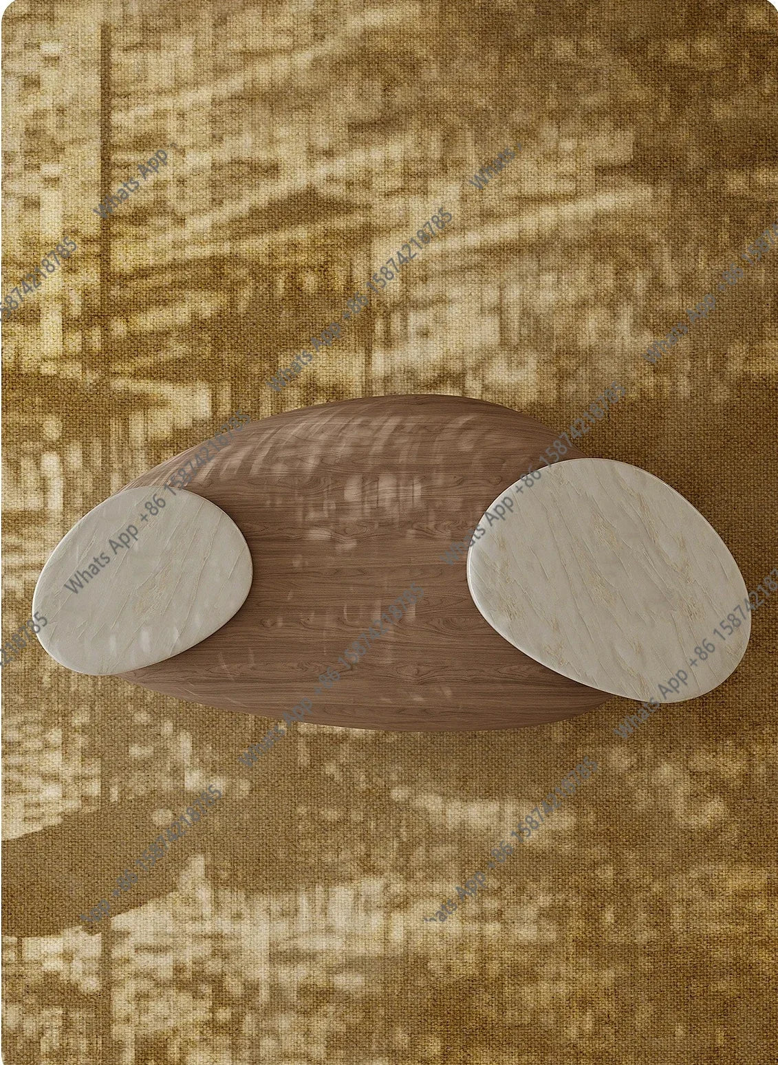 u- Medieval style large coffee table living room retro creative high-end atmospheric design sense walnut color coffee table y