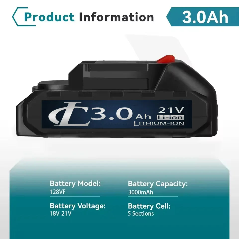 Rechargeable 18V 21V 388VF Li-ion Battery 3000-9000mAh High Capacity Long Lasting Fast Charging Durable for Makita Electric