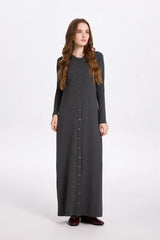 AS AW25 ribbing maxi dress woman fashion V neck comfortable button dress