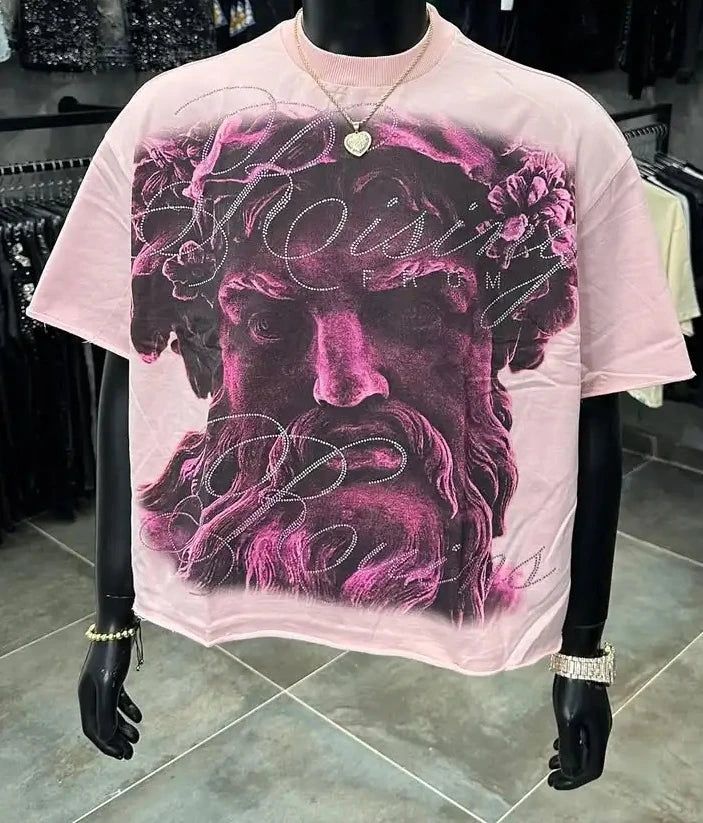 Y2K Purple Skull Graphic T-shirt Men Gothic Streetwear Rock Band Print Oversized Short Sleeve Top