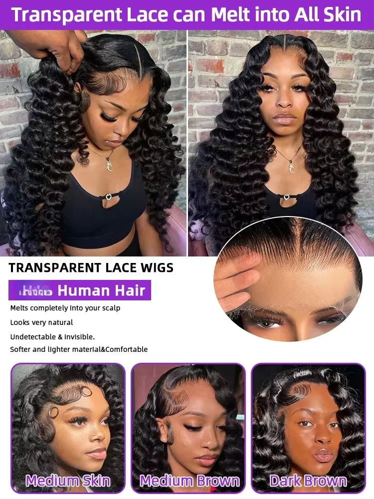 250 Density Loose Wave 13x6 HD Lace Front Human Hair Wig Brazilian 30 40 Inch Curly Wigs Deep Wave 13x4 Lace Frontal Wig