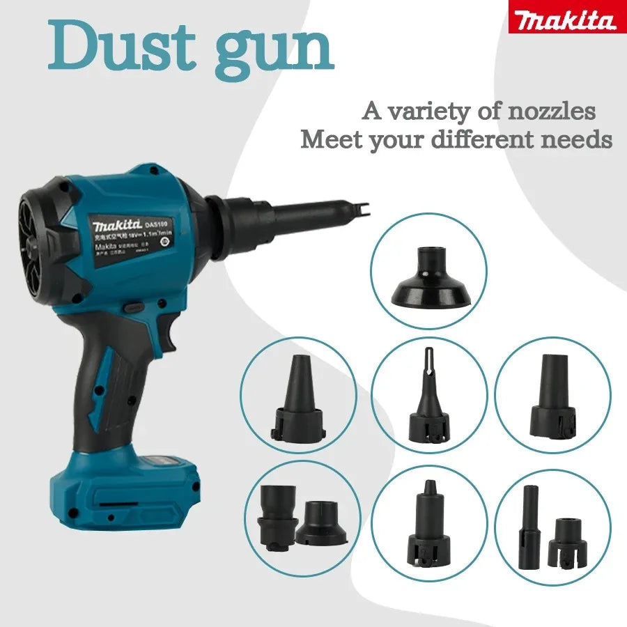 Makita DAS180 18V Brushless Cordless Air Duster Blower Inflator with Nozzle Kit for Workshop Equipment and Car Cleaning