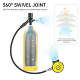 DIDEEP 1L Mini Scuba Diving Tank Set, 15-20Mins Underwater Diving Cylinder with Hand Pump，Portable Lungs Bottle with 3000 PSI